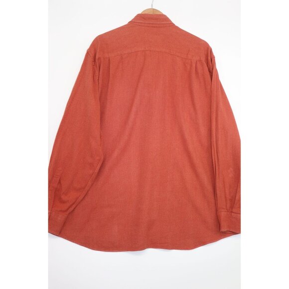 Paul Stuart Mens XXL Rust Herringbone Button-Down Polo Shirt Made In Italy - Picture 9 of 11